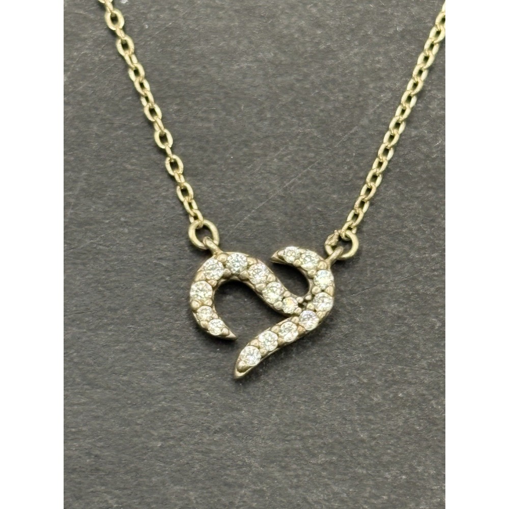 Vintage 18" Cubic Zirconia Heart Pendant Necklace 925 H17